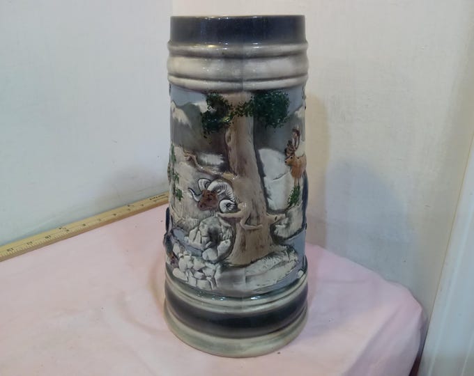 Vintage Beer Steins, Mr. USA Extra Large Beer Stein, Musical Beer Stein Made in Japan, Chipped Stein Made in Germany, and Small Stein