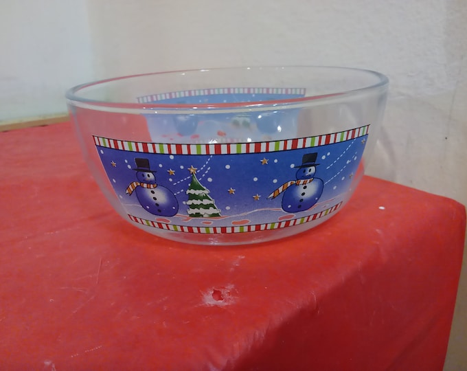 Vintage Cereal Bowl, Christmas Themed Cereal or Large Bowl "Snowmen and Christmas Tree", KIG Malaysia