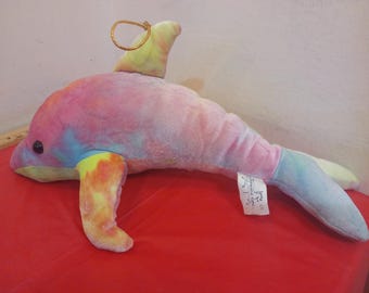 Vintage Stuffed Plush Toys, Rainbow Dolphin, Unicorn, Snoopy, Tiger, Basketball, Yarn Dog or a Duck, Carousel Toy or Acme