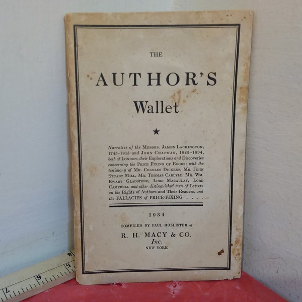 Vintage Softcover Book, The Author's Wallet by Paul Hollister of R.H. Macy & CO., 1934