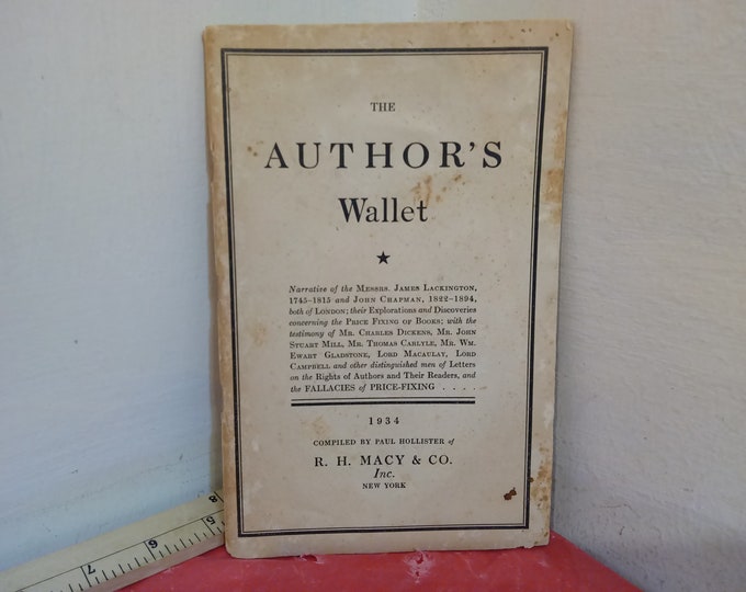 Vintage Softcover Book, The Author's Wallet by Paul Hollister of R.H. Macy & CO., 1934