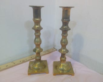 Vintage Brass Candlesticks, 8" Brass Candlestick Holder, Made in Hong Kong#s