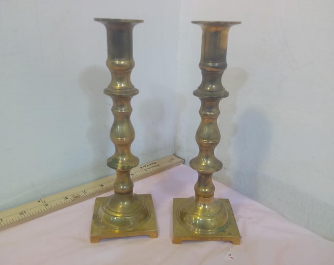 Vintage Brass Candlesticks, 8" Brass Candlestick Holder, Made in Hong Kong#s