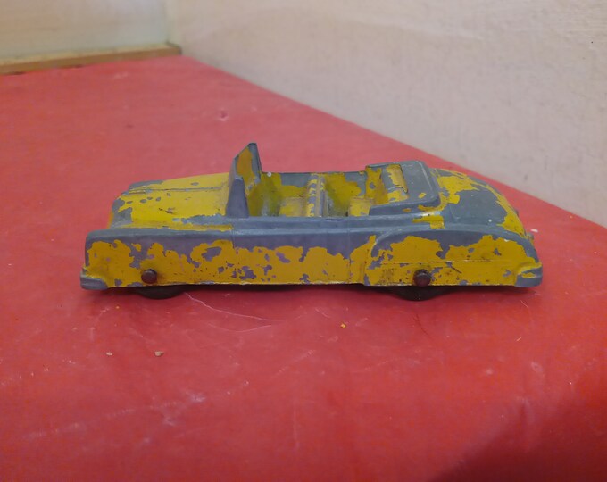 Vintage Metal Car, Yellow Convertible by Tootsie Toys, 1950's