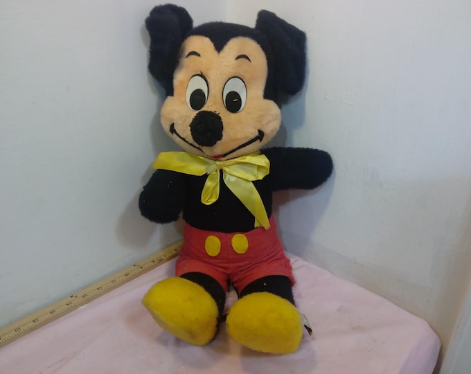 Vintage Plush Dolls, Walt Disney's Mickey Mouse, Marching Mickey, Pluto, or Generic Monkey Stuffed Dolls