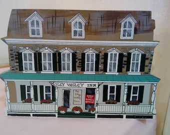 Vintage House Decor, Wooden Shelf Sitters of Famous Buildings, Daniel Boone Middle School, Patrick's Catholic Church and Oley Valley Inn