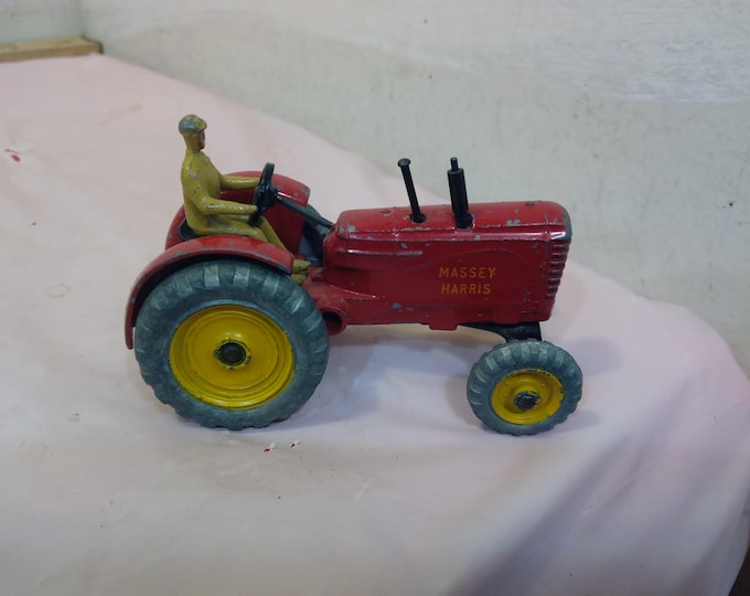 Vintage Metal Toy Cars, Dinky Toys or Lone Star, Massey-Harris Tractor, Disc Harrow, Halesowen or Train Engine