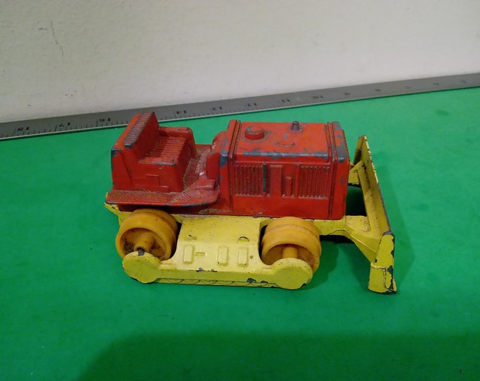 Vintage 1960's TOOTSIE TOY Orange & Yellow Bulldozer