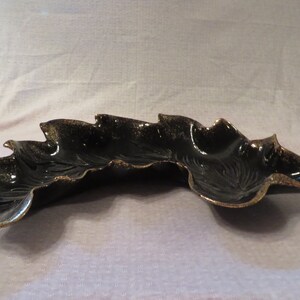 Vintage Decorative Dish, California Originals #107 USA Leaf Dish Tray Dark Green