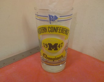 Vintage University of Michigan Rose Bowl Replica Souvenir Glass, 1948#