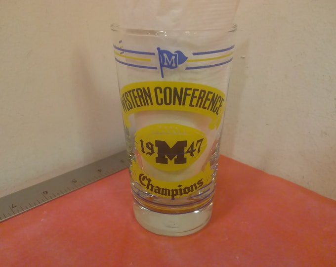 Vintage University of Michigan Rose Bowl Replica Souvenir Glass, 1948#