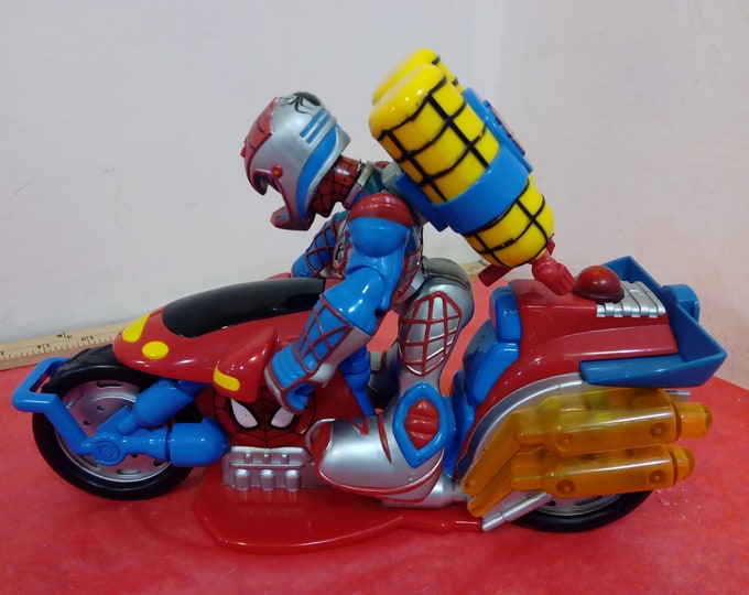 Vintage Marvel Toy, Spiderman Motorcycle Toy by Toy Biz, 2004