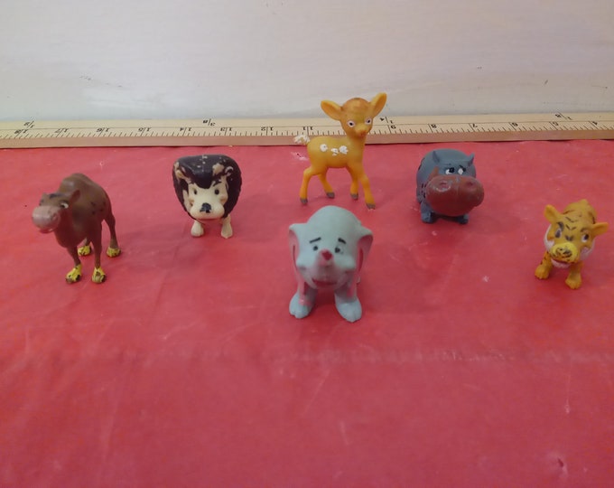 Vintage Zoo Animals, Elephant, Hippo, Camel, Lion, and Others, Made in Hong Kong