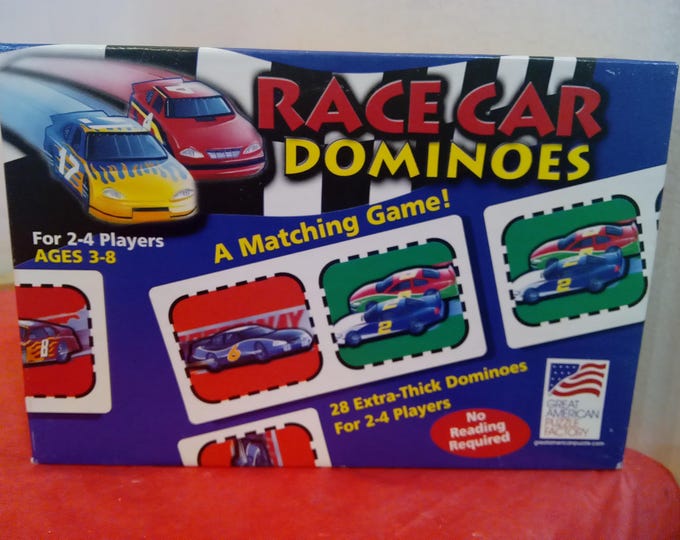 Vintage Dominoes Game, Child Dominoes Set "Racecar Dominoes" for Kids 3 to 8, Cardboard Dominoes, 2004