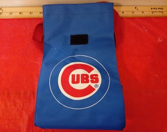 Vintage Lunch Bag, Chicago Cubs Vinyl Lunch Bag with Velcro Closing Flap and Handle#