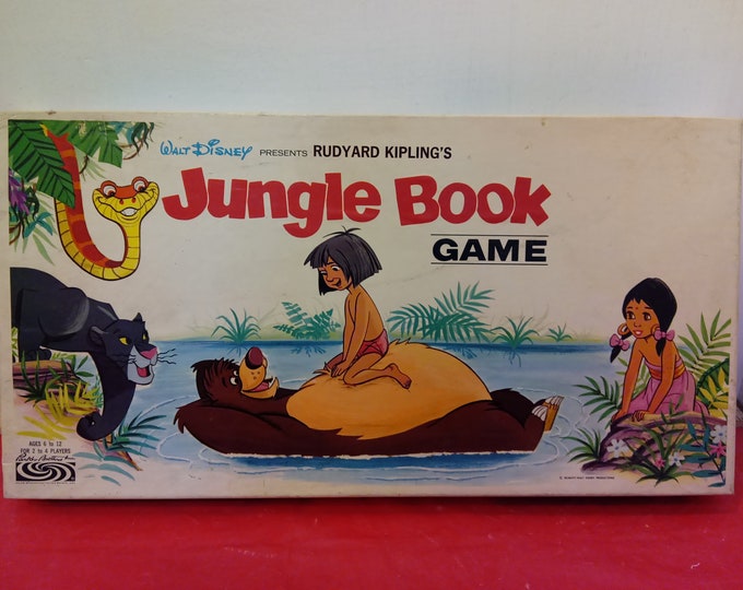 Vintage Board Game, Walt Disney Jungle Book Game by Rudyard Kipling's, Made by Parker Brother's, 1966