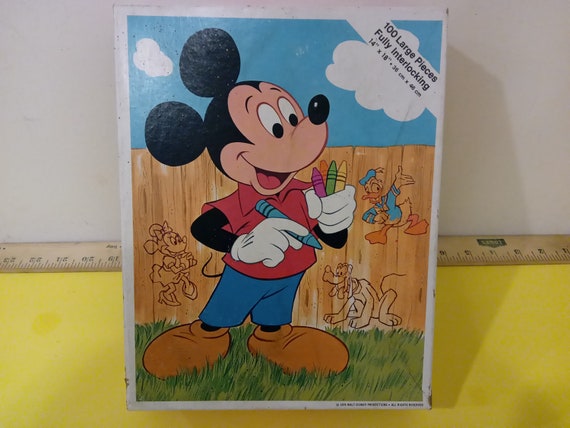 Disney Minnie Mouse 5 Wood Jigsaw Puzzles in Wood Storage Box