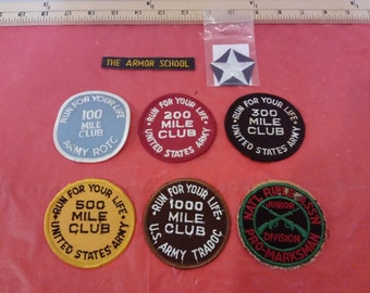 Vintage Patches, ROTC Patches, Army Patches "Run for Your Life", and The Armor School, 1960's#p