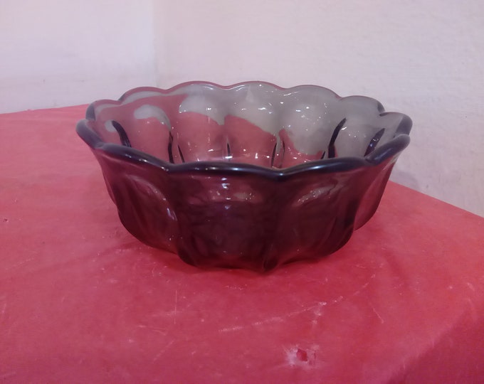 Vintage Salad Bowl, Charcoal Grey Salad Bowl with Sunburst Pattern on Bottom