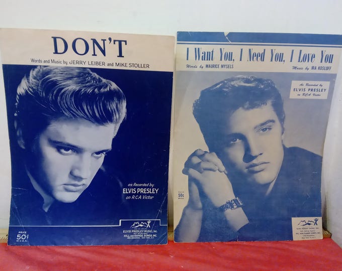 Vintage Music Sheets, Elvis Presley, Errol Flynn, The Platters, Dolly Sister, Judy Garland, Carl Shoucair with Signature, and Others#