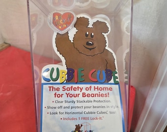 Vintage Beanie Baby Storage/Display Case, Acrylic Case "Cubbie Cube" by Giddy Up!, 1990's#