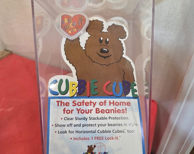 Vintage Beanie Baby Storage/Display Case, Acrylic Case "Cubbie Cube" by Giddy Up!, 1990's#