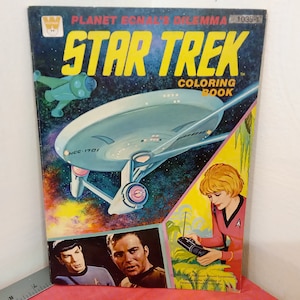 Vintage Star Trek Kleurboek, Planet Ecnal&#39;s Delema, Shatner, Nimoy, Scotty, Dr McCoy, Whitman, 1978~
