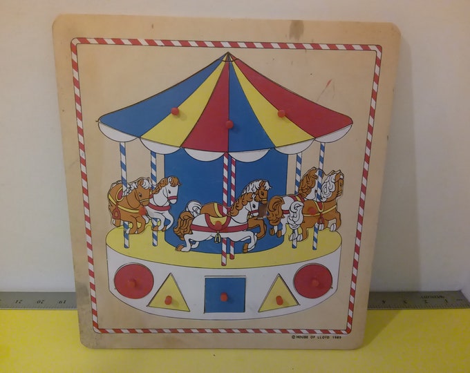 Vintage Carousel Wood Tray Puzzle by House of LLoyd