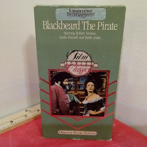 Vintage VHS Movie Tape, Blackbeard the Pirate, Robert Newton, 1987~