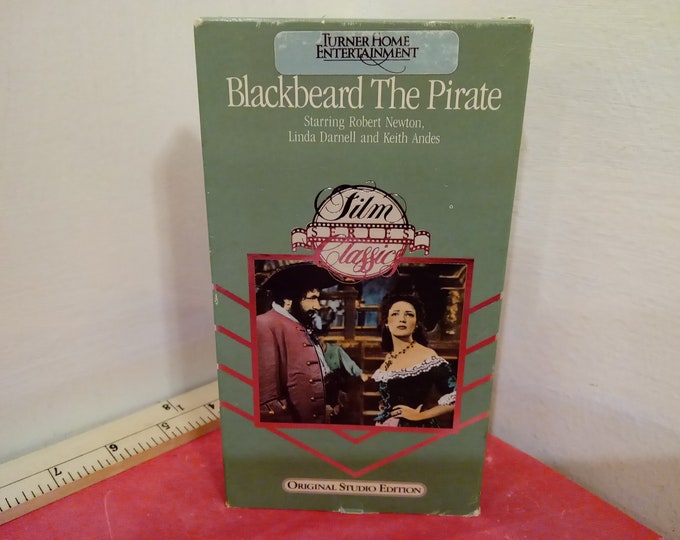 Vintage VHS Movie Tape, Blackbeard the Pirate, Robert Newton, 1987~