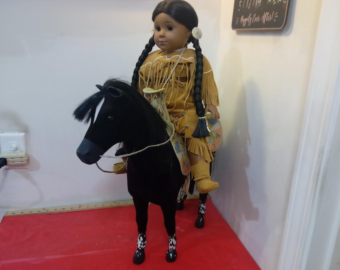 Vintage Doll and Horse, American Girl Doll "Kaya", "Native Girl with Baby Doll on Appaloosa", 2002