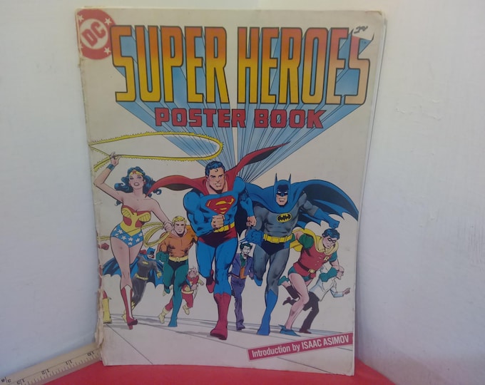 Vintage Comic Poster Book, DC Superheroes Poster Book with Introduction by Isaac Asimov, 1978
