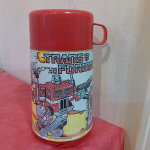 Vintage Lunchbox Thermos, Transformers Thermos by Aladdin, 1984