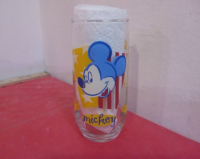 Vintage Collectible Glass, Walt Disney's Mickey Mouse Drinking Glass "Stars and Stripes" by Anchor Hocking, 1990's