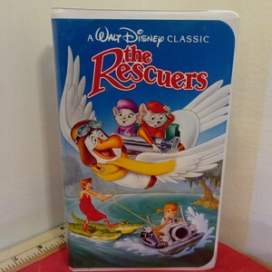 Vintage VHS Movie Tape, The Rescuers, Walt Disney Classic Black Diamond, 1992