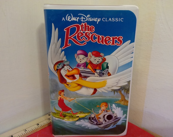 Vintage VHS Movie Tape, The Rescuers, Walt Disney Classic Black Diamond, 1992