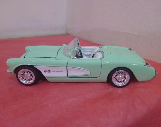 Vintage Die-Cast Car, 1957 Corvette Fuel Injection Model SS7708, Green Corvette Die Cast Car, Made in China, 1990's