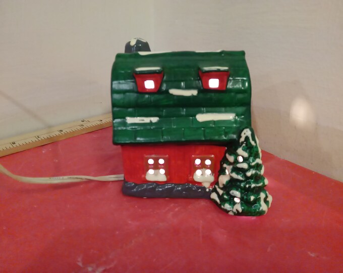 Vintage Lighted Christmas Barn by PR made in Taiwan R.O.C., 1990's