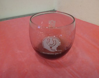 Vintage Sports Memorabilia, Baltimore Colts Smoked Glass Low-Ball Tumbler, 1970's#