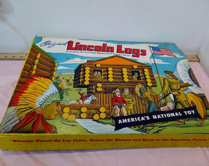 Vintage Construction/Building Toy, Original Lincoln Logs in Box with Instructions, 1970's