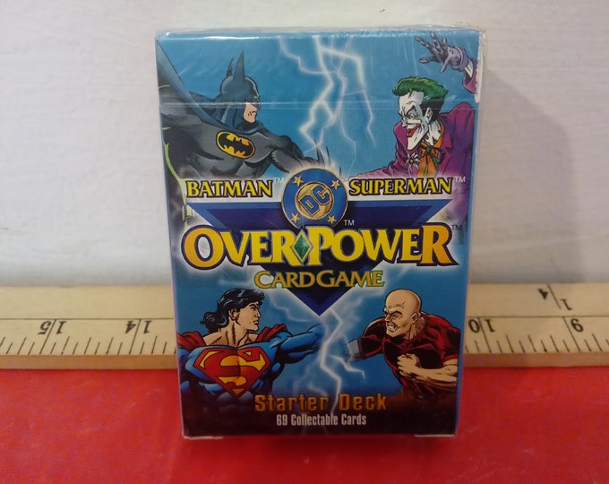 Vintage Card Game, Overpower Card Game Starter Deck by Fleer/Skybox, Superman and Batman DC Comics, 1996