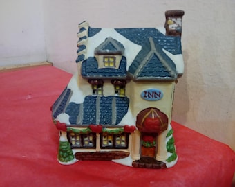 Vintage Ceramic Houses, Cobblestone Corners Decor, House, Fire Station, Church, Inn, and School, Sold by Dollar Tree, 2001