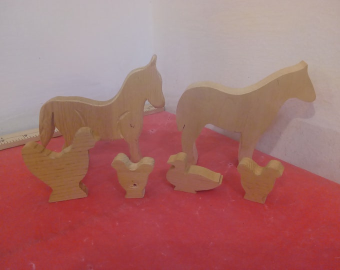 Vintage Wooden Farm Animals, Handmade Wooden Farm Animals for Pretend Play or a Playset#