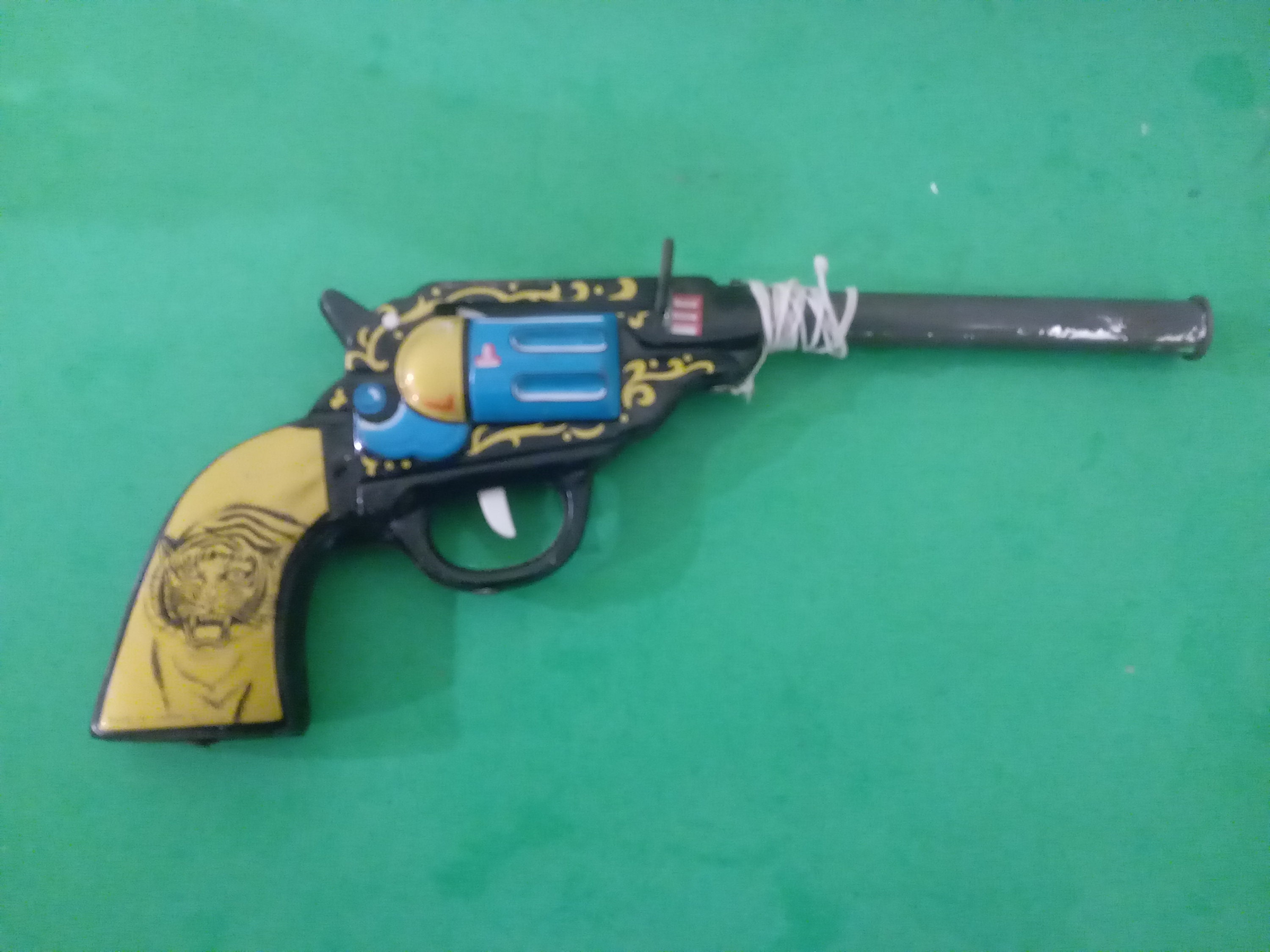 Vintage Tin Toy Pistol, Pop Cork Gun Toy Pistol, Made in Japan 1950&rsquo;s#