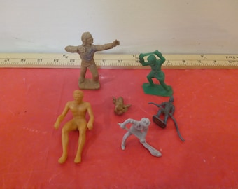 Vintage Plastic Toy People, Indian and Frontier Man and Others, 1970's#
