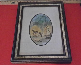 Vintage Foil Artwork, English Dufex Foil Geese & Duck Prints in Picture Frames