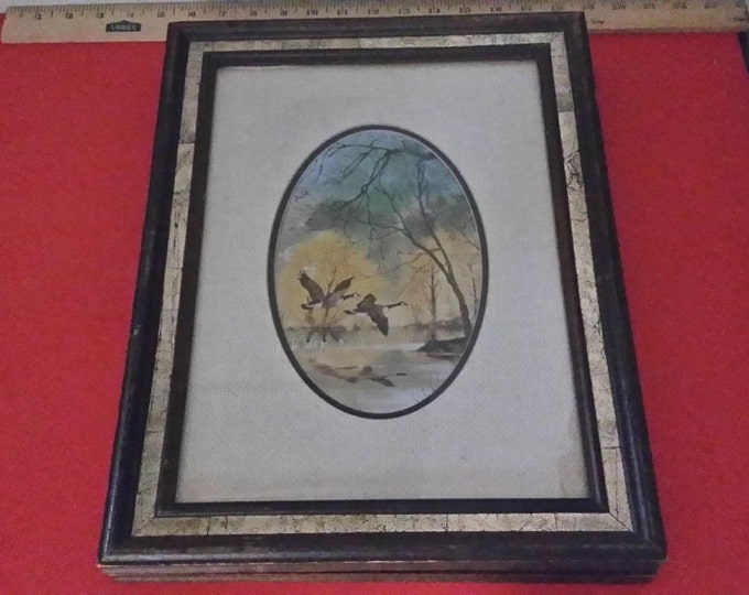 Vintage Artwork, English Dufex Foil Geese & Duck Prints in Frames