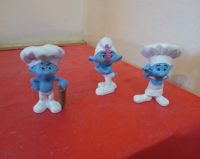 Vintage Smurf Figurines, Chef, Grouchy, and Baker from McDonald's Happy Meals. 2011