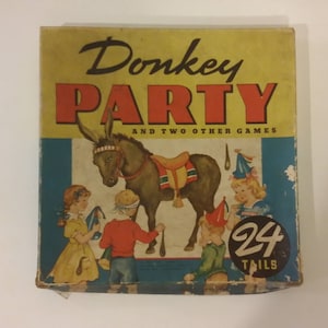 Vintage Party Game, Donkey Party Pin the Tail and Two Other Games, Whitman Publishing, 1941