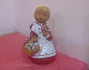 Vintage Figurines, Ceramic Figurines "Girls with Flowers and Basket" by Jullar Levante, Made in Spain, 1960's